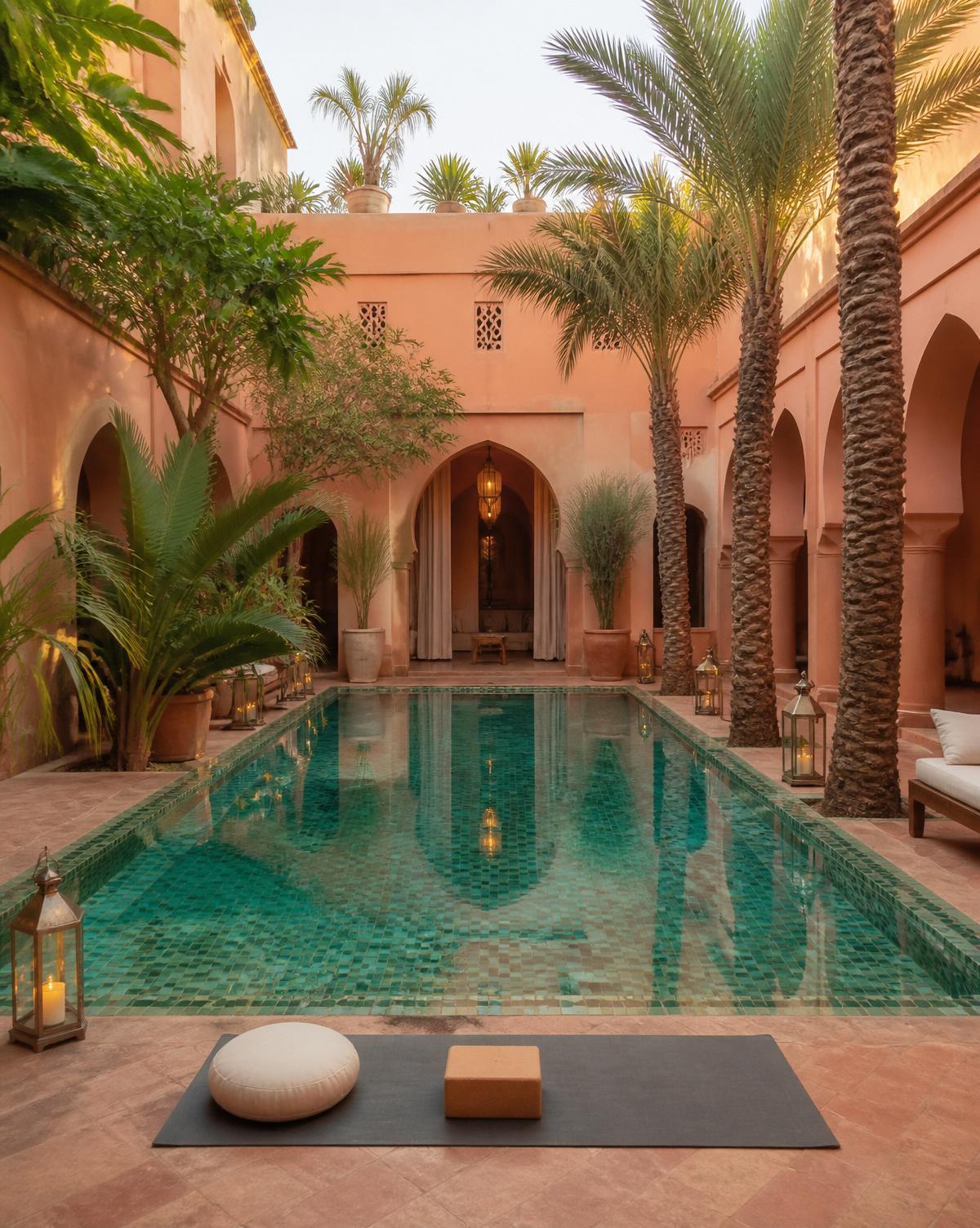Riad courtyard at dawn